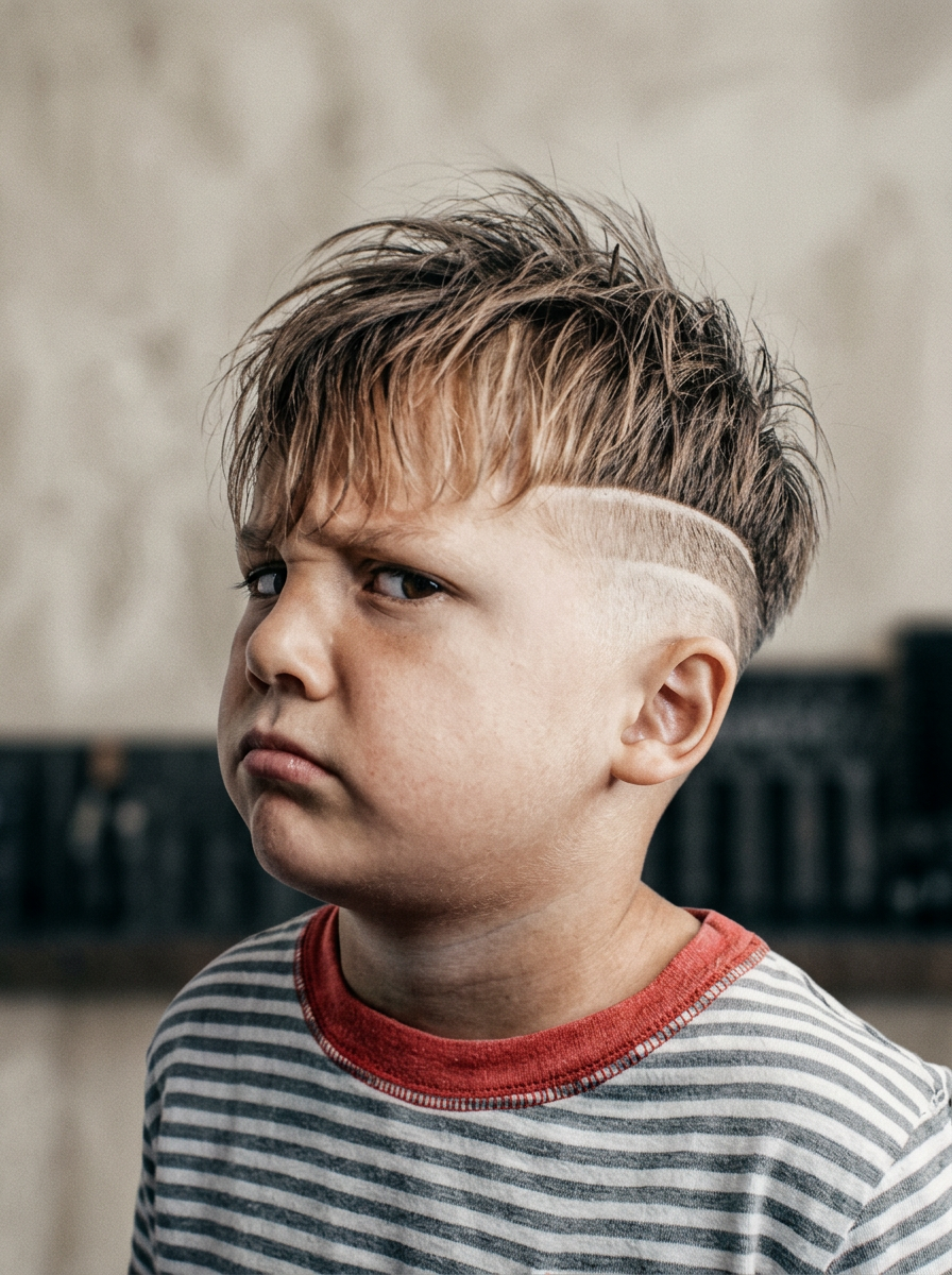 Barnklippning med detaljerad design hos Stads Barbershop